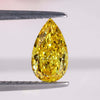 Pear Cut Yellow Diamond, Fancy Vivid Yellow Diamond for Stud Earrings