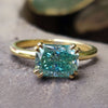 East-To-West Radiant Cut Cyan Blue Moissanite Solitaire Ring 1.62 CT