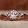 Radiant and Kite Cut Lab Grown Diamond Three Stone Engagement Ring