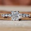 1.01 CT Radiant Cut Lab Grown Diamond Engagement Ring, Side Marquise and Round Cut Floating Bubble Pave Set Ring