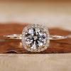 Round Cut Lab-Grown Diamond Pavé Halo Ring 1 CT