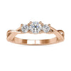 0.52 TCW Round Brilliant Cut Three Stone Twisted Moissanite Ring