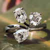 Oval, Round and Pear Cut Moissanite Ring, Three Stone Engagement Ring