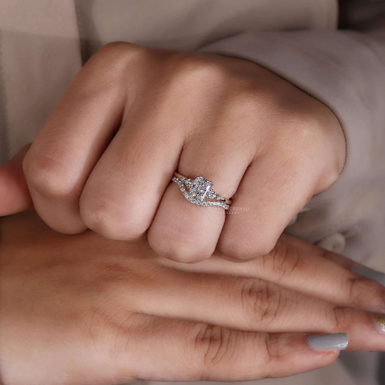 radiant cut diamond bridal set