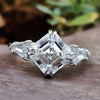 Vintage Style Wrap Pave 3.68 TW Asscher Cut Three Stone Moissanite Ring