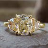3.50 TW Cushion Cut Moissanite Three Stone Engagement Ring