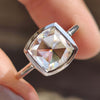 Cushion Rose Cut Moissanite Bezel Set Solitaire Ring 1.6 CT