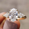Oval Step Cut Moissanite Three Stone Ring 2 CT