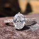 2.15 TW Crushed Ice Oval Cut Six Prongs Wrap Pave Set Unique Moissanite Engagement Ring
