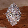 Oval Lab-Grown Diamond Snowflake Ring 1.5 CT