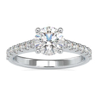 1.60 TCW Round Cut Cathedral Pave Set Moissanite Engagement Ring
