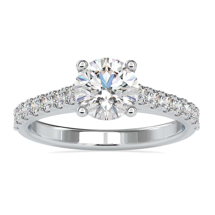 1.60 TCW Round Cut Cathedral Pave Set Moissanite Engagement Ring
