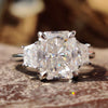 2.72 TW Radiant Trapezoid Moissanite Three Stones Engagement Ring