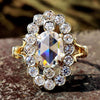 Antique Vintage 2.87 TCW Oval Rose Cut Moissanite Halo Engagement Ring