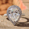 Amazing 3.50 CT Tear Drop Hidden Halo Pave Set Moissanite Engagement Ring