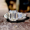 3.46 TW Emerald Cut Modern Classic Five Stones Moissanite Engagement Ring