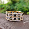 8.03 TCW Round Brilliant Cut with Green Black Princess Multi Row Wedding Band