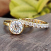 Shared Prong Eternity Band with Bezel Set Solitaire Ring-A Perfect Bridal Set