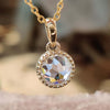 1.07 CT Round Rose Cut Moissanite Milgrain Set Solitaire Wedding Pendant