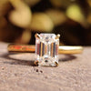 1.16 CT Emerald Step Cut Comfort-Fit Solitaire Moissanite Engagement Ring