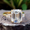 Emerald Baguette Cut Moissanite Three Stone Ring 3 CT