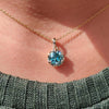 1.89 CT Round Old European Cut Cyan Blue Moissanite Pendant, Solitaire Pendant
