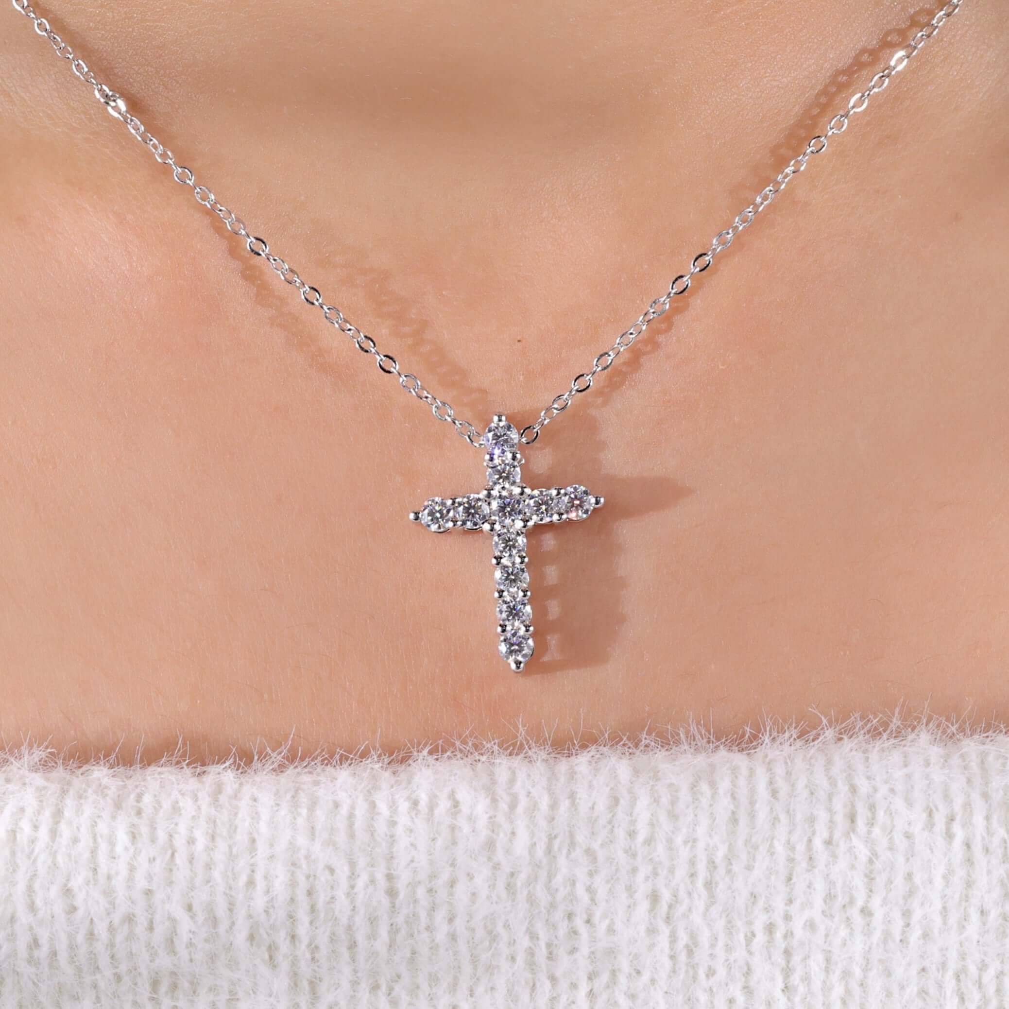 Cross Pendant, EF Lab Created Diamond Unisex Pendant Necklace