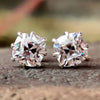 2.20 TW Cushion Old Mine Cut Colorless Eight Prong Moissanite Stud Earrings