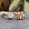 A Classic Customized Alphabet "M" Letter Open Gap Wedding Band