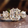 Vintage Style Engagement Ring, 2.64 TW Cushion Old Mine Cut Three Stone Ring