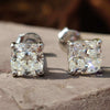 6.50 MM Cushion Cut Colorless Moissanite Push back Stud Earrings