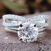 Cross Over 2.33 TW Round Moissanite Claw Prong Setting Pretty Bridal Set