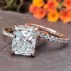 5.09 TCW Radiant Brilliant Cut Hidden Halo Pave Moissanite Bridal Set