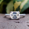 East To West Emerald Cut Moissanite Pavé Setting Ring 2.3 CT