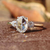1.38 TCW Oval Rose Cut Unique Three Stones Engagement Ring