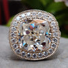 Antique Style 12.97 TW Cushion Rensu Cut Vintage Halo Engagement Ring