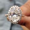 6.44 TCW Eye Catching Oval Cut Halo Pave Set Moissanite Engagement Ring