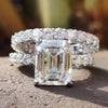 8.60 TCW Moissanite Emerald Step Cut U Pave Set Unique Moissanite Engagement Ring