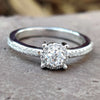 3.50 MM Minimalist Round Brilliant Cut Moissanite Halo Engagement Ring