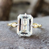 4.21 TCW Emerald Cut Antique Vintage Moissanite Engagement Ring