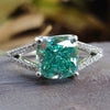 Classic Split Shank Cushion Cyan Blue Moissanite Engagement Ring