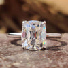 Hidden Halo Ring, 2.63 TCW Cushion Old Mine Cut and Round Cut Colorless Moissanite Engagement Ring