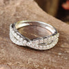 Trendy and Modern, Alternating Pave Cross-Over Eternity Wedding Band