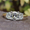 Cushion Moissanite Divine and Half Moon Three Stone Ring 1.8 TCW