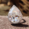 11.10 TCW Pear Old European Cut Hidden Halo Pave Set Engagement Ring