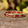 Classic Red Garnet Baguette Bezel Set Eternity Wedding Band