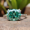 3.96 CT Green Cushion Divine East to West Moissanite Solitaire Ring