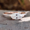 East to West Classic French Pave Marquise Moissanite Engagement Ring