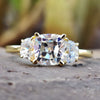 2.02 TCW Cushion OEC and Half-moon Three Stones Engagement Ring