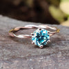 Cyan Blue Round with Twisted Cable Solitaire Moissanite Engagement Ring
